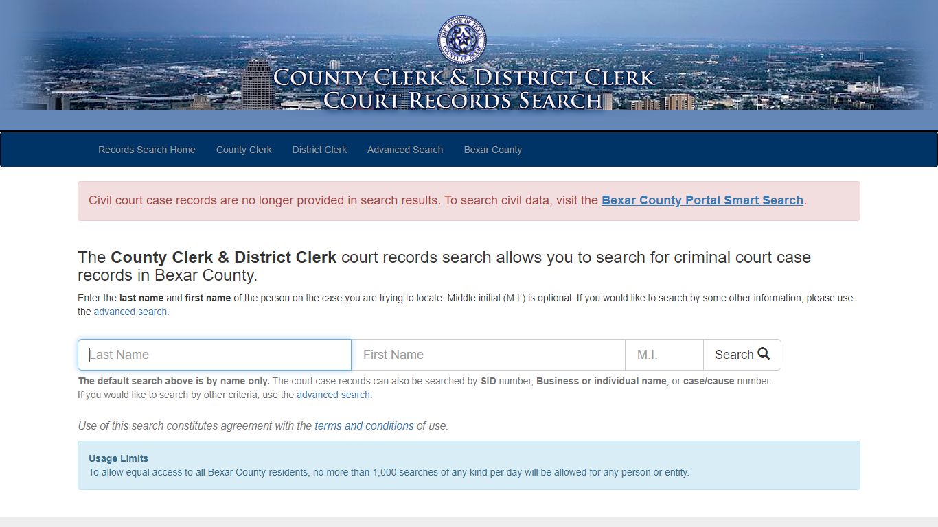 Court Records Search - Bexar County, Texas